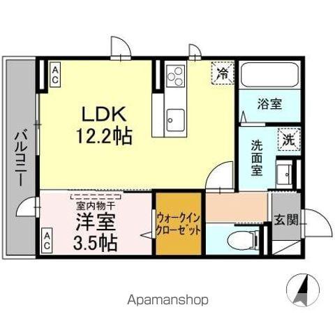 DーROOM遠見塚Ⅰ(1LDK/2階)の間取り写真
