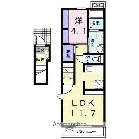 アモーレ今津Ⅰ(1LDK/2階)の間取り写真