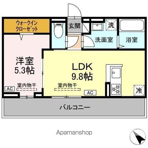ディアライズ北山(1LDK/3階)の間取り写真