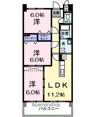 パールヒルズ大森(3LDK/7階)の間取り写真