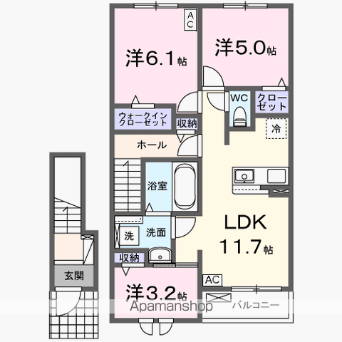ヴィラ セレニティ(3LDK/2階)の間取り写真
