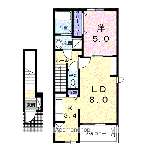 ジュピター(1LDK/2階)の間取り写真