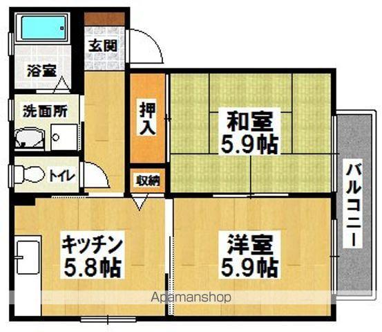 アイリス(2K/2階)の間取り写真