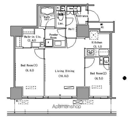 パークアクシス豊洲(2LDK/13階)の間取り写真