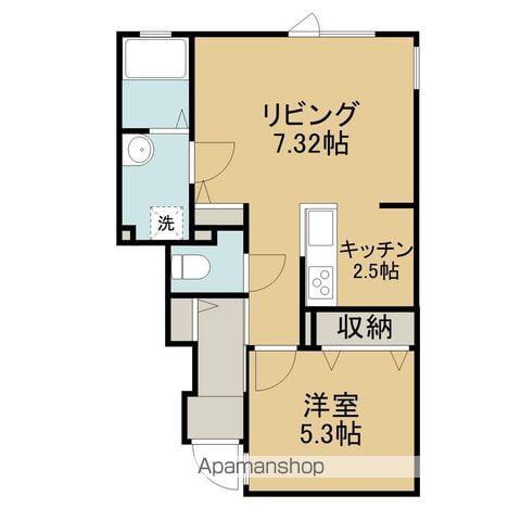 中道テラス(1DK/1階)の間取り写真