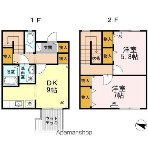 メゾネットみなみ　Ｃ(2DK)の間取り写真