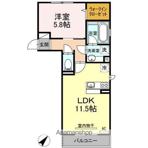 プリュネ(1LDK/2階)の間取り写真