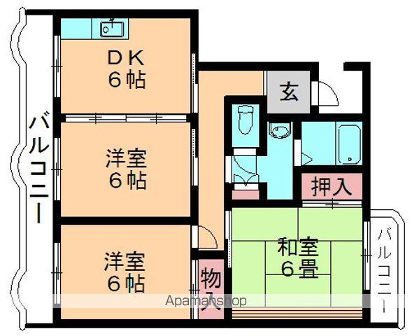 ヴェーネル都賀(3DK/1階)の間取り写真