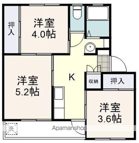 ヴィラナリー折戸I号棟(3K/1階)の間取り写真