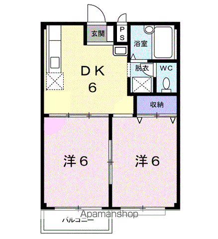 エルディム清和(2DK/2階)の間取り写真