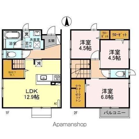 ハピラインふくい 福井駅(福井) バス乗車時間：12分 月見町バス停で下車 徒歩2分 2階建 築7年(3LDK)の間取り写真