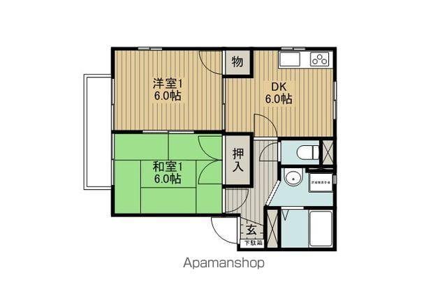 ディアス920B棟(2DK/1階)の間取り写真
