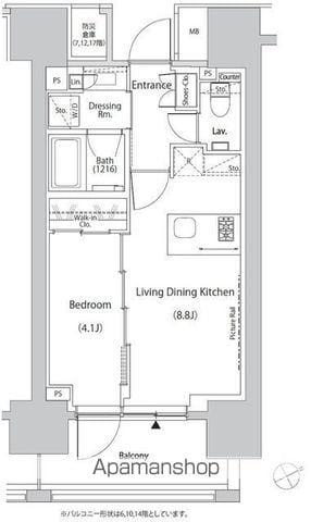 ザ・パークハビオ目白タワー(1LDK/5階)の間取り写真