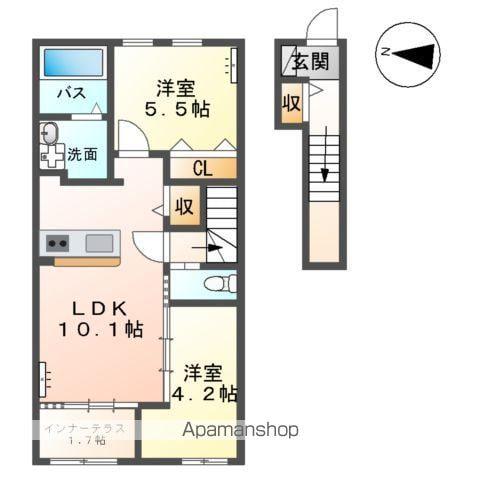 メルヴェーユ(2LDK/2階)の間取り写真