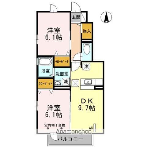 GRACE COURT A(2DK/1階)の間取り写真