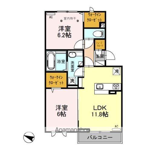 ロイジェントパークスレイクタウン2 G(2LDK/2階)の間取り写真