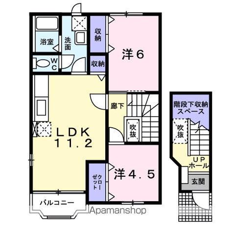 アベニューサイドテラス(2LDK/2階)の間取り写真