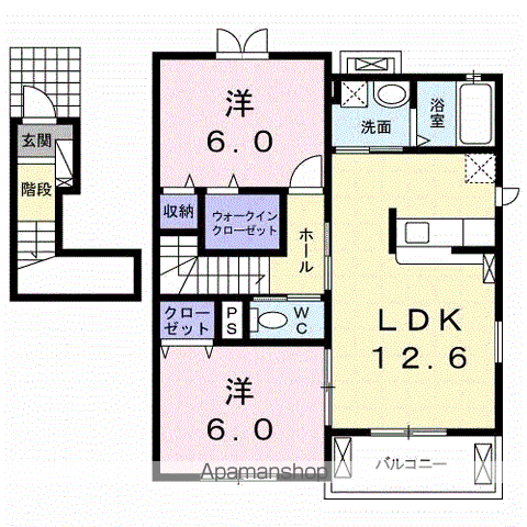 サンリットヴィラⅥ B(2LDK/2階)の間取り写真