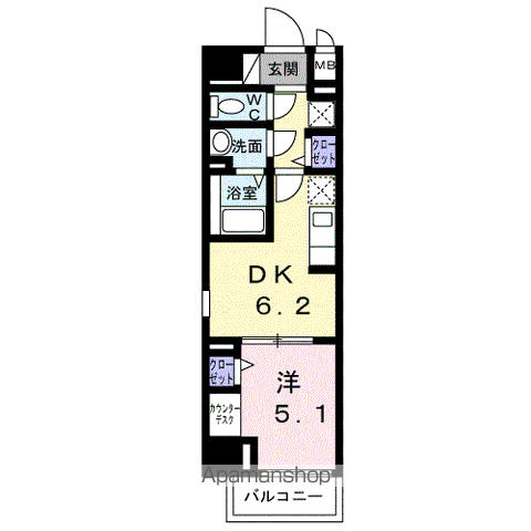 スアヴィス三ノ輪(1DK/8階)の間取り写真