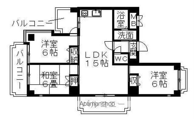 ロイヤルコート光(3LDK/8階)の間取り写真