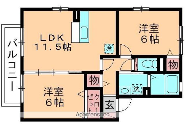 ルミエール Ⅱ(2LDK/1階)の間取り写真