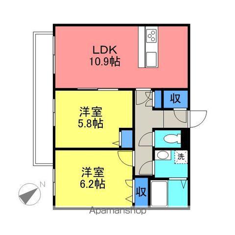 フェリシードⅡ(2LDK/3階)の間取り写真