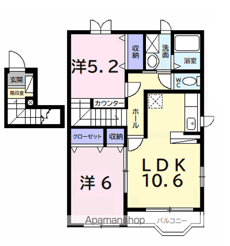 パーク ピア(2LDK/2階)の間取り写真