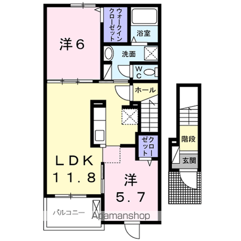 メゾン・ヴェルファイアⅤ(2LDK/2階)の間取り写真