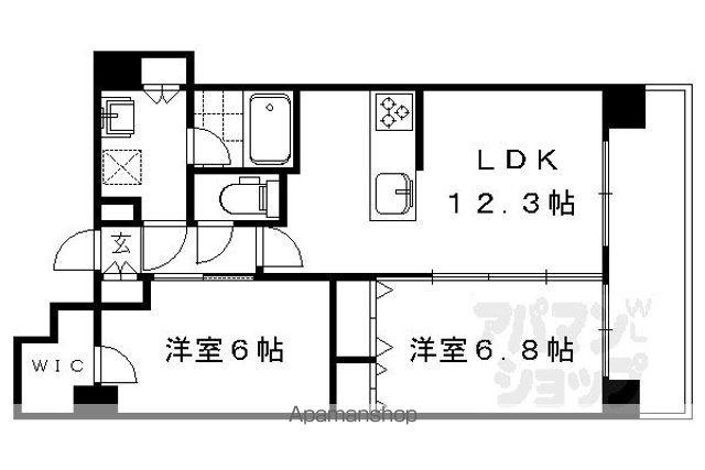 ベラジオ京都一乗寺(2LDK/2階)の間取り写真