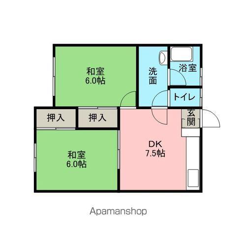 シーサイドヴィラ(2DK/2階)の間取り写真