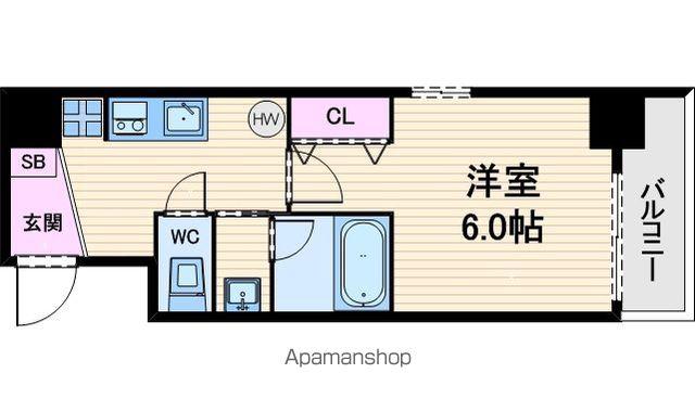ウィングコート船場(1K/6階)の間取り写真