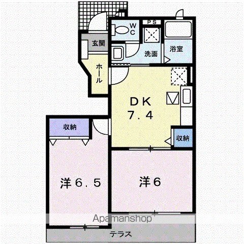 ガーデンハウスTADAA(2DK/1階)の間取り写真