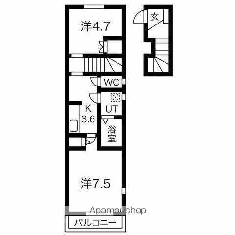 クリスタル(2K/2階)の間取り写真
