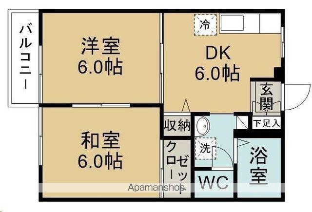 ダイヤハイツ水の森(2DK/1階)の間取り写真
