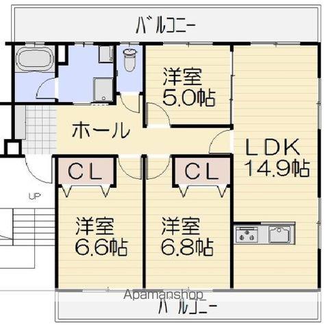 マンションT&SⅡ(3LDK/1階)の間取り写真