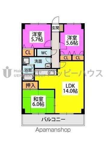 ディナスティⅧ(3LDK/2階)の間取り写真