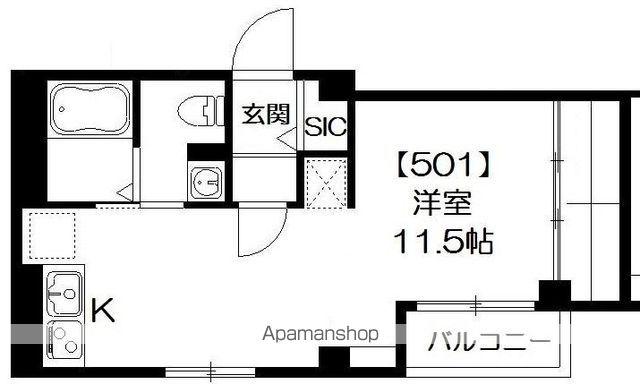 東京都新宿線 西大島駅 徒歩3分 5階建 築8年(ワンルーム/5階)の間取り写真