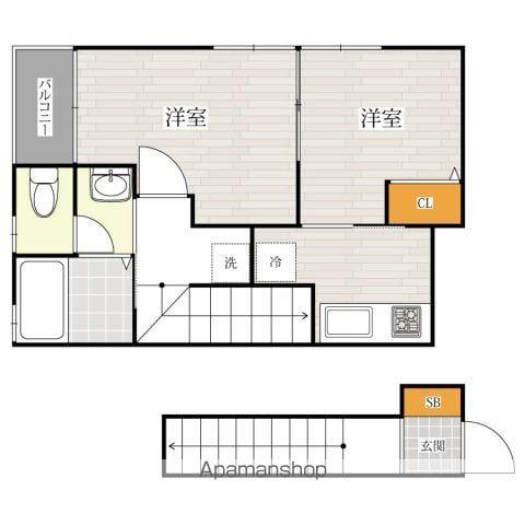 ロザリオカーサ6(2K/2階)の間取り写真