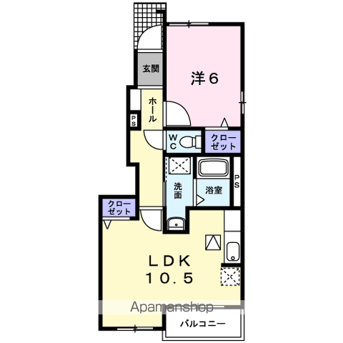 ラフィネ Ⅱ(1LDK/1階)の間取り写真