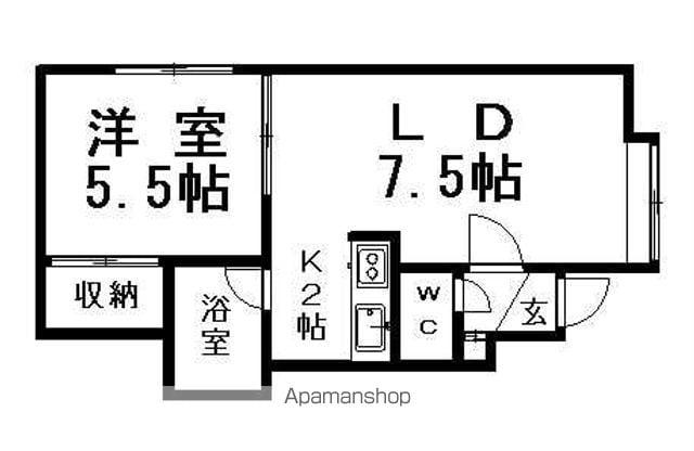 パークサイド月寒東(1LDK/2階)の間取り写真