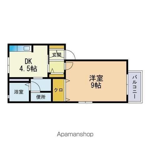 ラ・クール箱崎Ⅱ-B棟(1DK/1階)の間取り写真