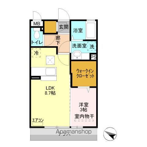 カルチェ B(1LDK/1階)の間取り写真