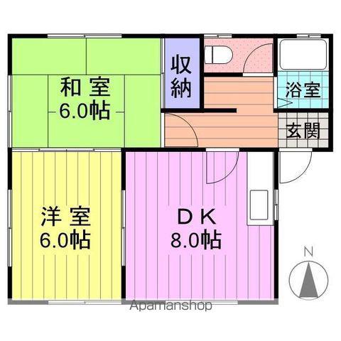 レジデンスSOLEL(2DK/1階)の間取り写真