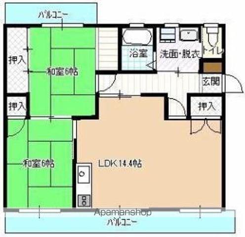 坂本第一マンション(2LDK/3階)の間取り写真