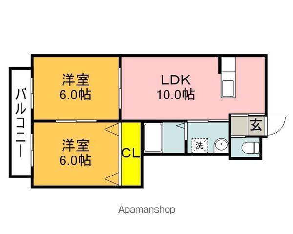 サンライズフラット(2LDK/2階)の間取り写真