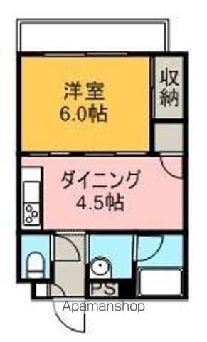 ブラウンハイツ萱町(1DK/3階)の間取り写真