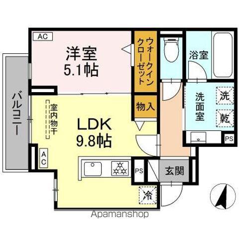 LUVITA上社(1LDK/2階)の間取り写真