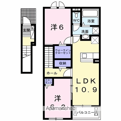 弥生桜Ⅱ・B(2LDK/2階)の間取り写真