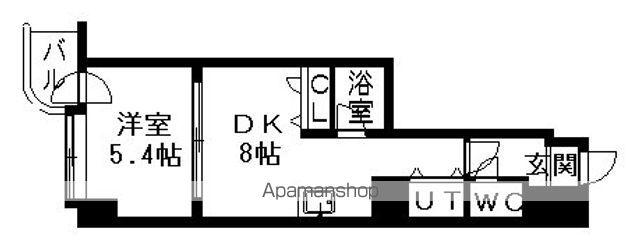 ウイング円山北町(1DK/5階)の間取り写真