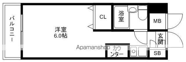 フォーラム日赤通(ワンルーム/6階)の間取り写真